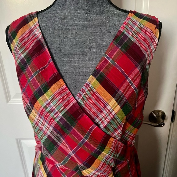 NWT Lauren Ralph Lauren Women’s Sleeveless Plaid Crinkle Cotton Dress Size 8 - Picture 7 of 13